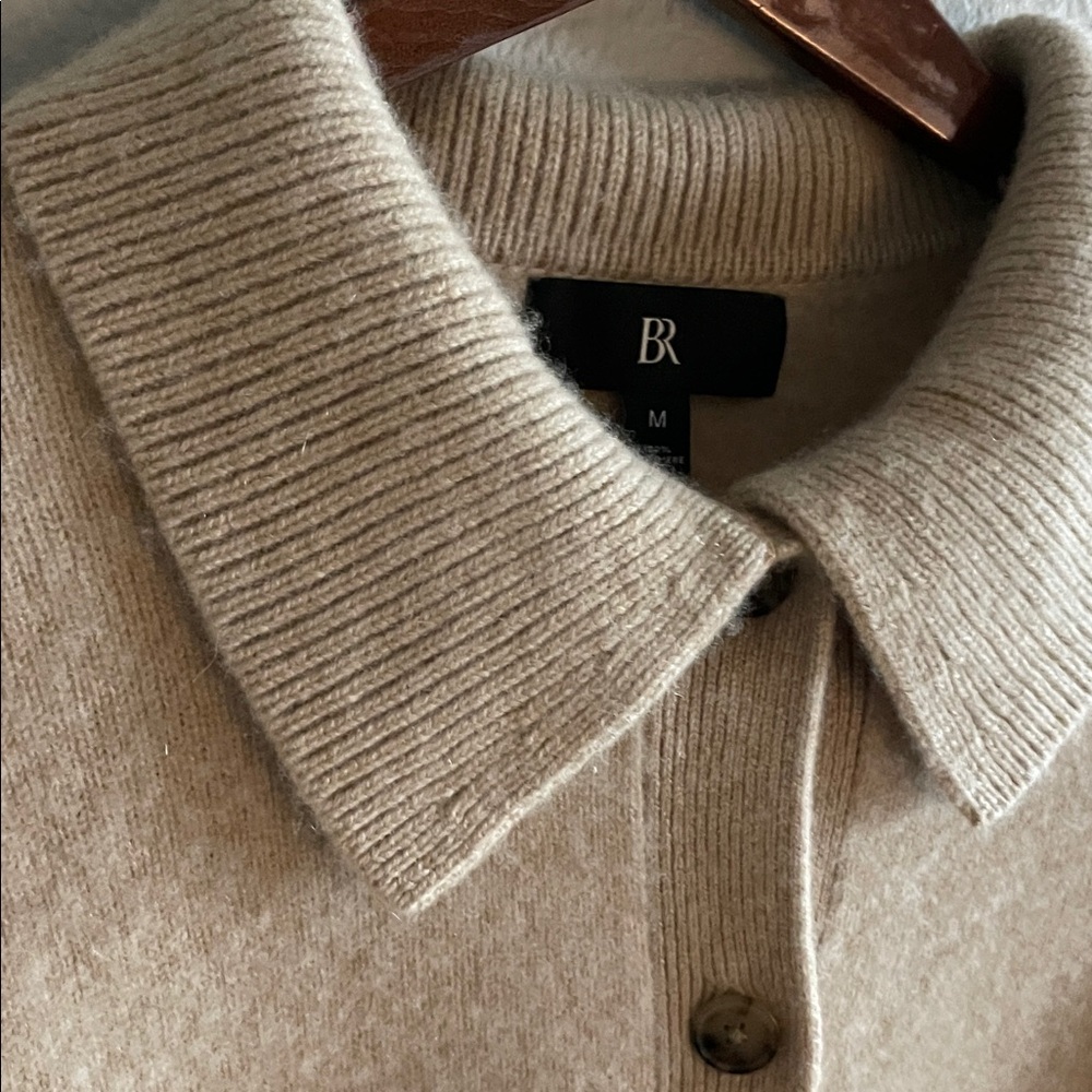 Banana Republic Light Tan Collared Cashmere Cardigan - Picture 4 of 8